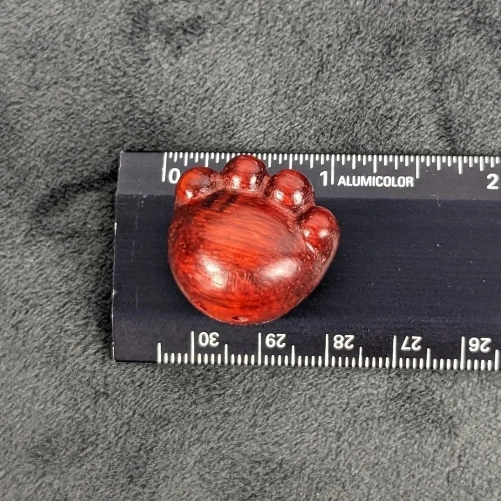 Wooden hand carved cat paw statue figurine cat kitty rose wood color miniature